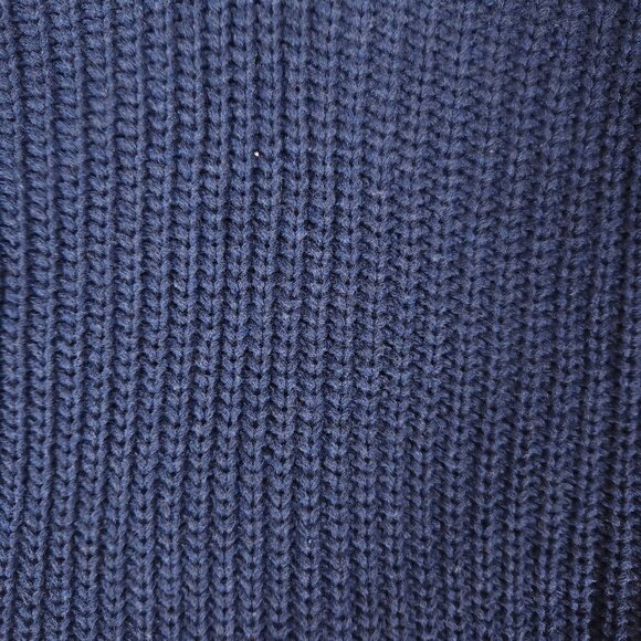 360 Sweater Knit V-Neck Sweater Womens Large Blue Light Tan Side Perforations - Picture 7 of 14